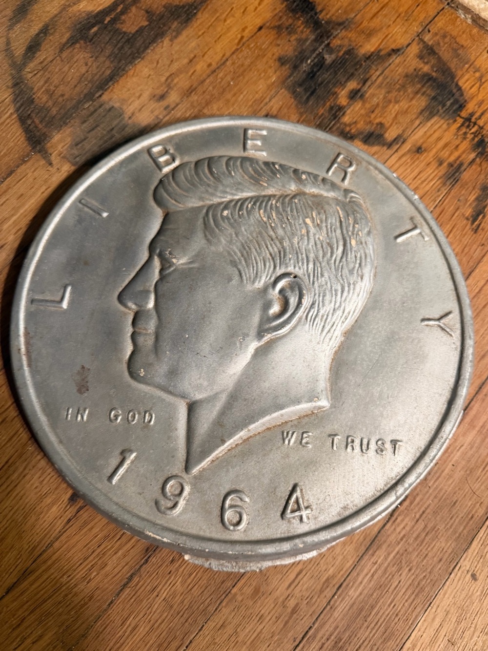 Vintage Silver Coin JFK 1964 Kennedy Coin Wall Plaque